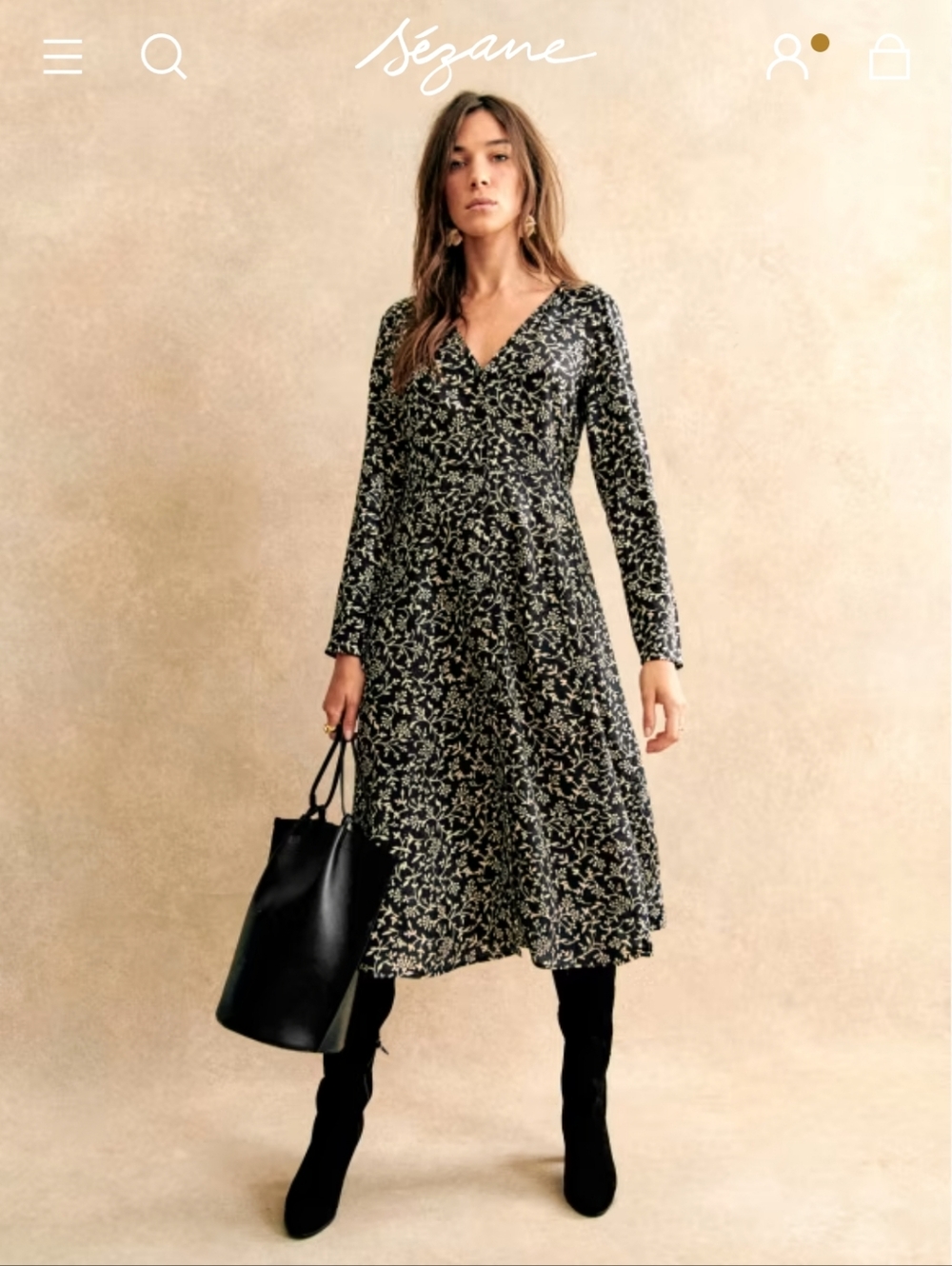 Sézane Victoriana Dress Midi Two Tone Black 42 XL 10 - Picture 3 of 16